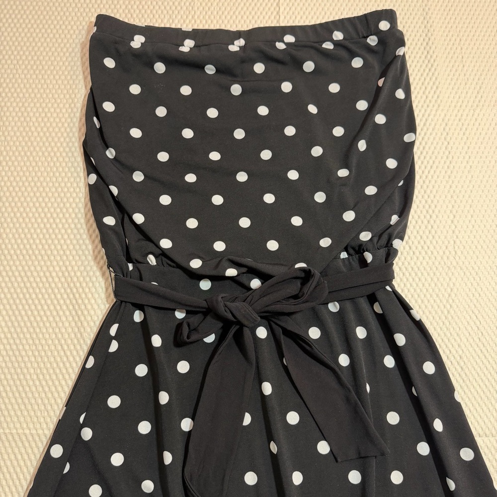 White House Black Market Strapless Dress S Polka Dot Y2K Coastal Cowgirl Mini - Picture 2 of 8